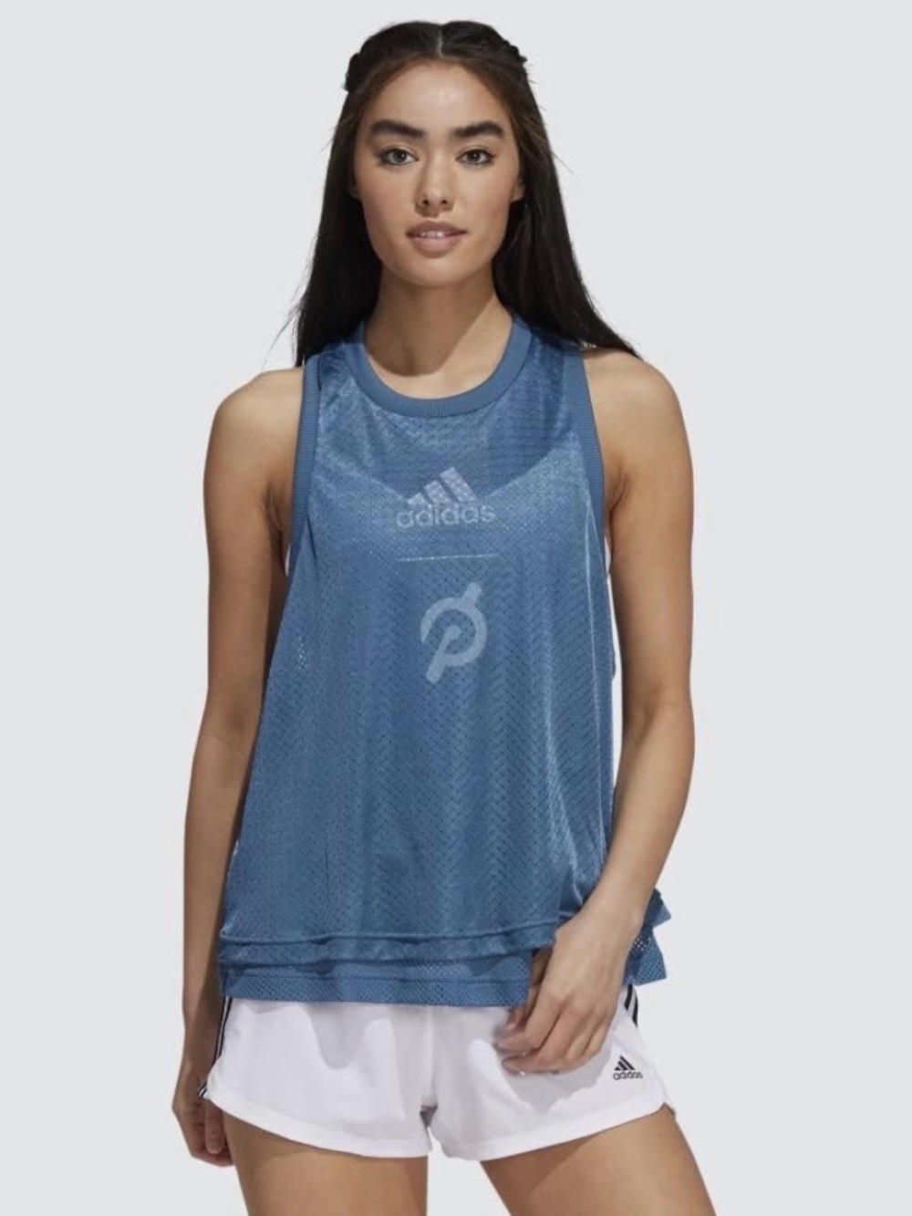 Adidas x Peloton Double Layer Mesh Tank Top Teal Blue Women’s Size Medium